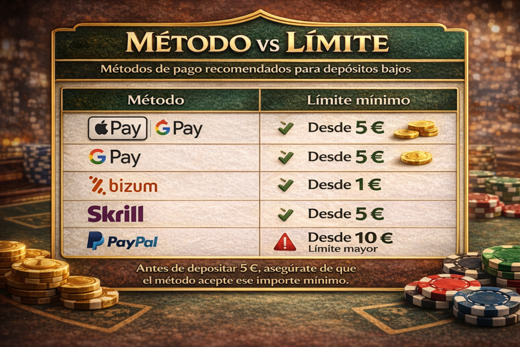 Mejores Casinos Online con Depósito Mínimo 5 Euro en España